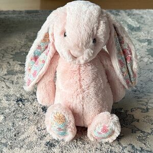Floral-Eared Pink Plush Bunny jellycat bashful